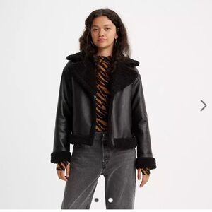 Levi’s XS leather Sherpa lined moto jacket NWT